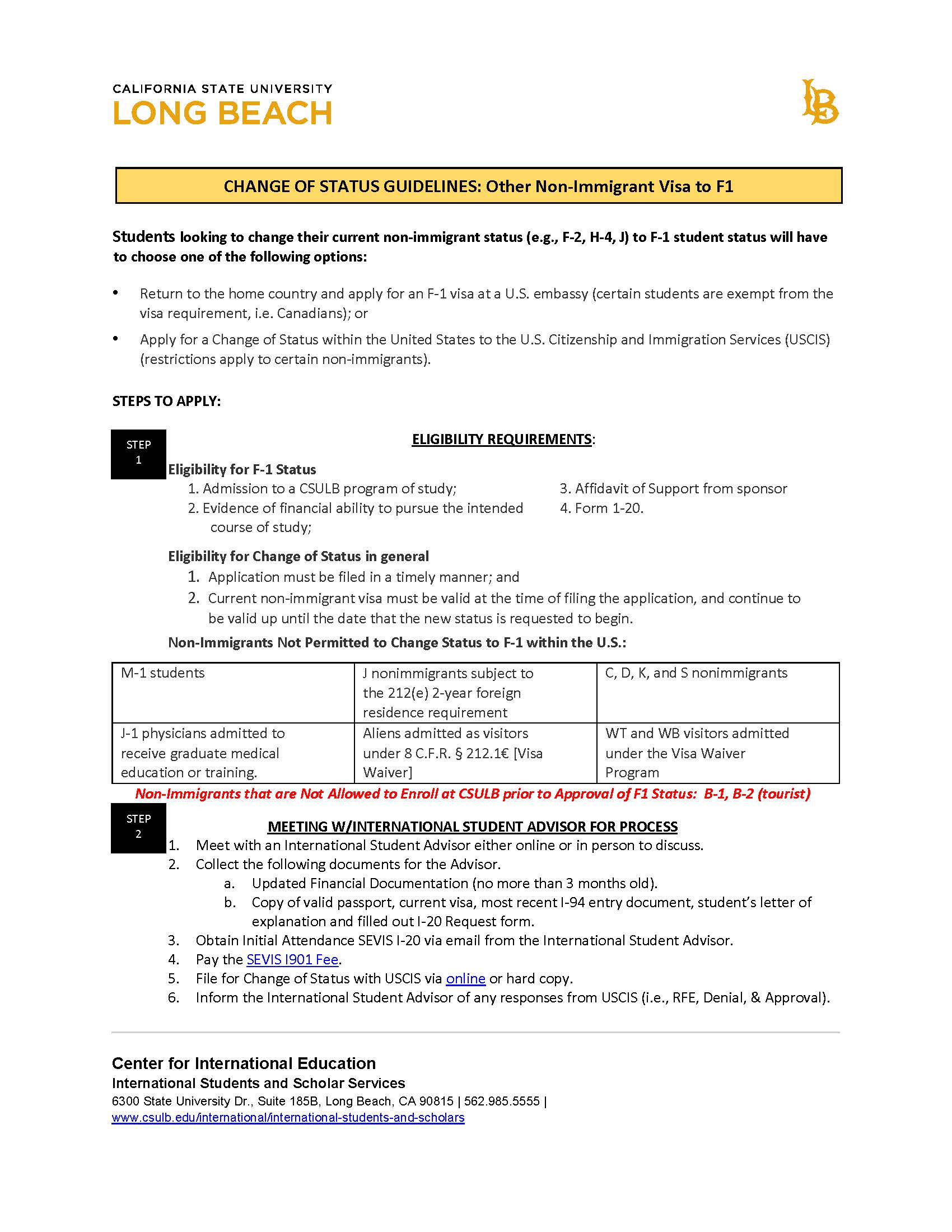 F1 Rules California State University Long Beach